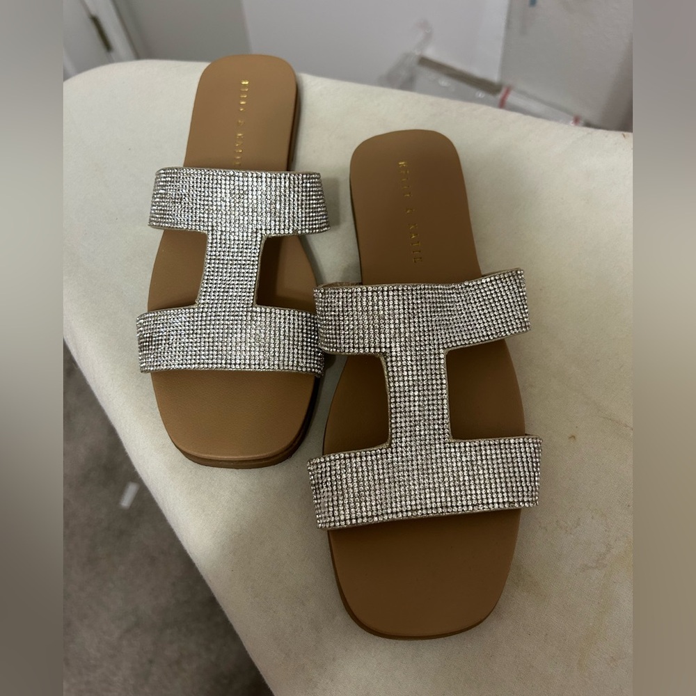Kelly & Katie Sparkling Silver and Brown Sandals
